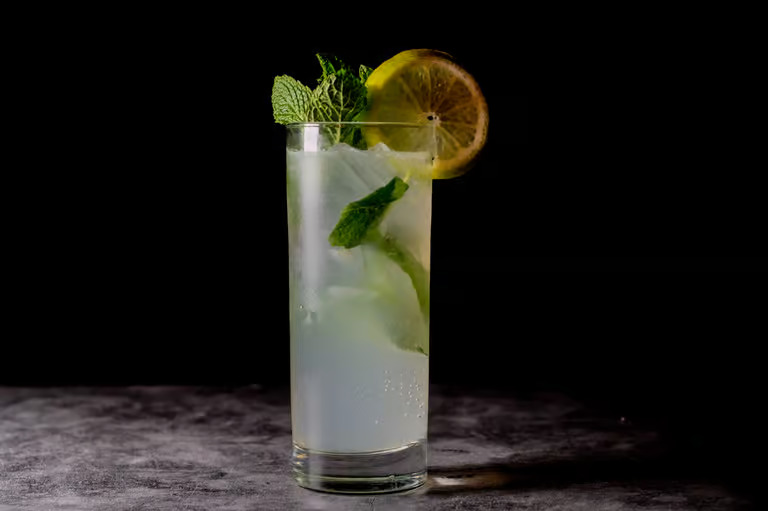 Mint cocktail with lime at Moustache Lounge